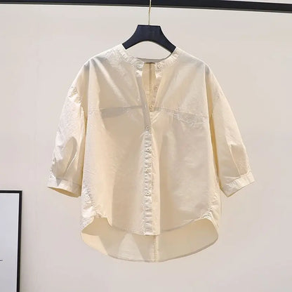 Vrouwen Zacht Katoenen Abrikooskleurig Shirt