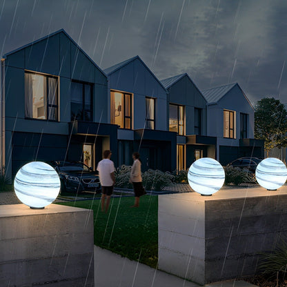 Buitenlamp Paalkop Bol Glas Marmerlook Warmwit Tuin Oprit Hek Villa Buitenverlichting Sokkel Lamp E27 IP54 Tuinlamp Sfeerverlichting