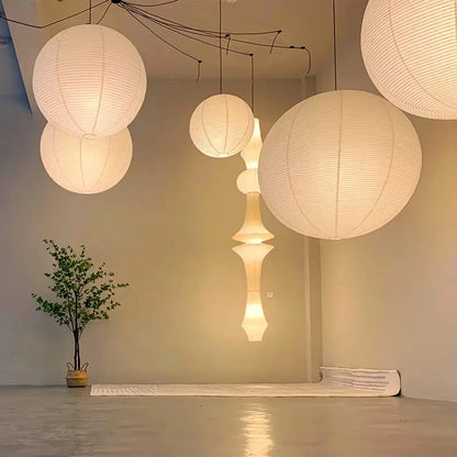 Hanglamp Rijstpapier Wabi-Sabi Japandi Minimalistisch Wit Warm Licht Woonkamer Slaapkamer