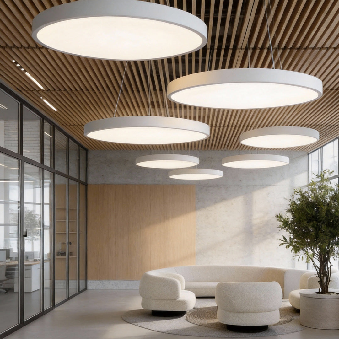 Moderne Ronde LED Hanglamp Met Dimbare Lichtkleur En Verstelbare Ophanging