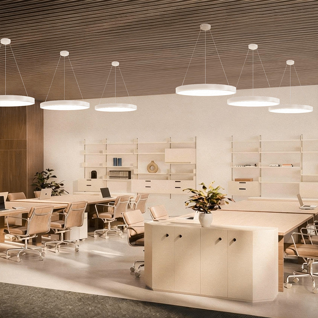 Moderne Ronde LED Hanglamp Met Dimbare Lichtkleur En Verstelbare Ophanging