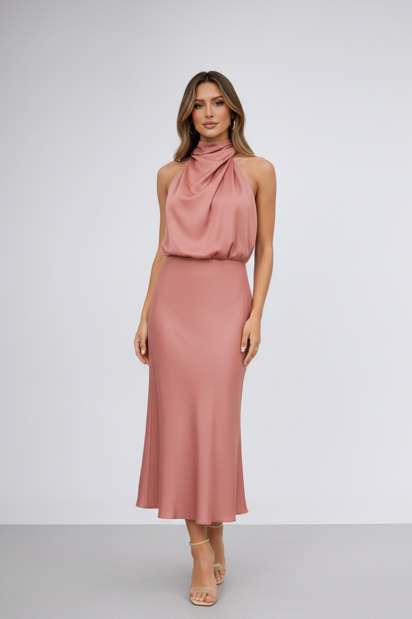 Midi Jurk met Riem voor Vrouw Elegante Zomerjurk