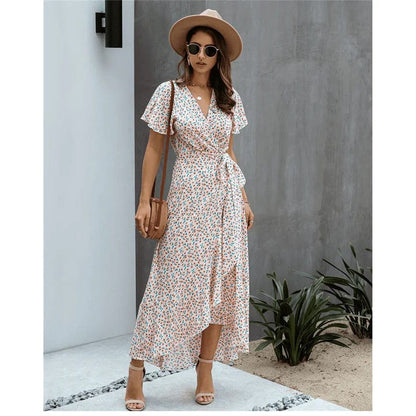 Zomerjurk Gebloemd Met Ruffles en V Hals