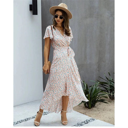 Zomerjurk Gebloemd Met Ruffles en V Hals - StudioMarella