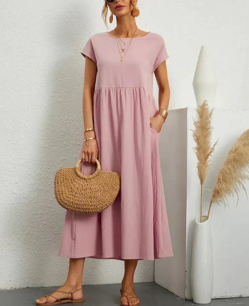 Vrouwen Zomerjurk Roze Stijlvol Jurk met Vrouwelijke Pasvorm