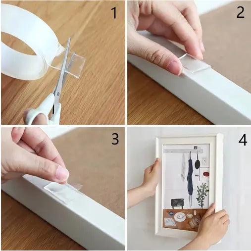 Dubbelzijdig Tape Transparant Sterk PET Gel 3cm x 3m Binnen Buiten Spoorloos Verwijderbaar Muur Plafond Auto