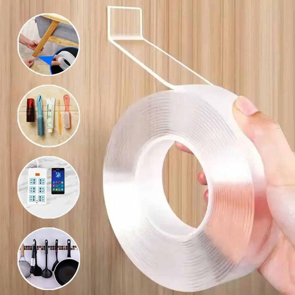 Dubbelzijdig Tape Transparant Sterk PET Gel 3cm x 3m Binnen Buiten Spoorloos Verwijderbaar Muur Plafond Auto