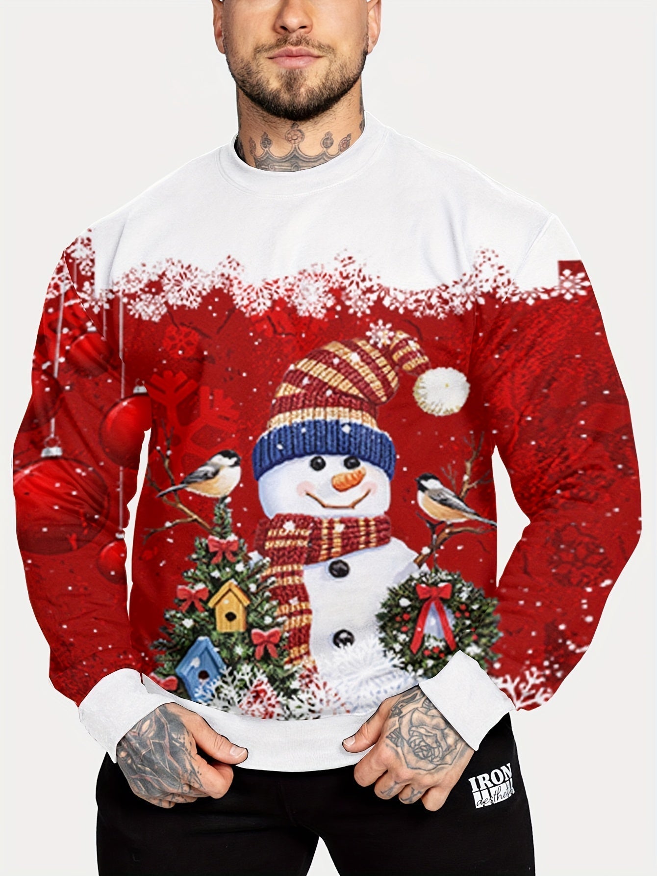 Kersttrui Heren Rendier Sweatshirt Crewneck Kerstman Design