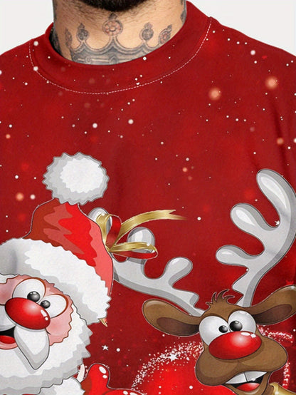 Kersttrui Heren Rendier Sweatshirt Crewneck Kerstman Design