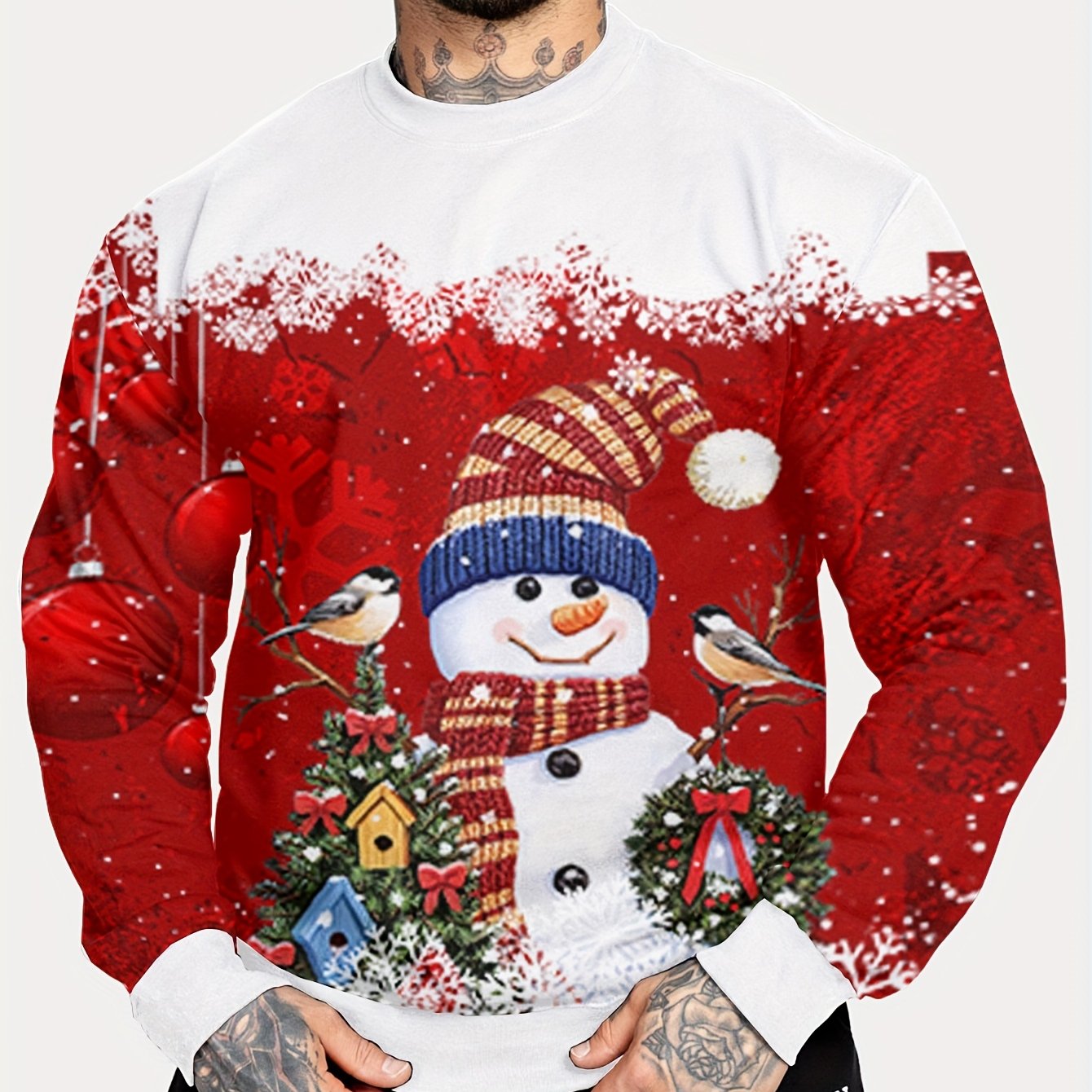 Kersttrui Heren Rendier Sweatshirt Crewneck Kerstman Design