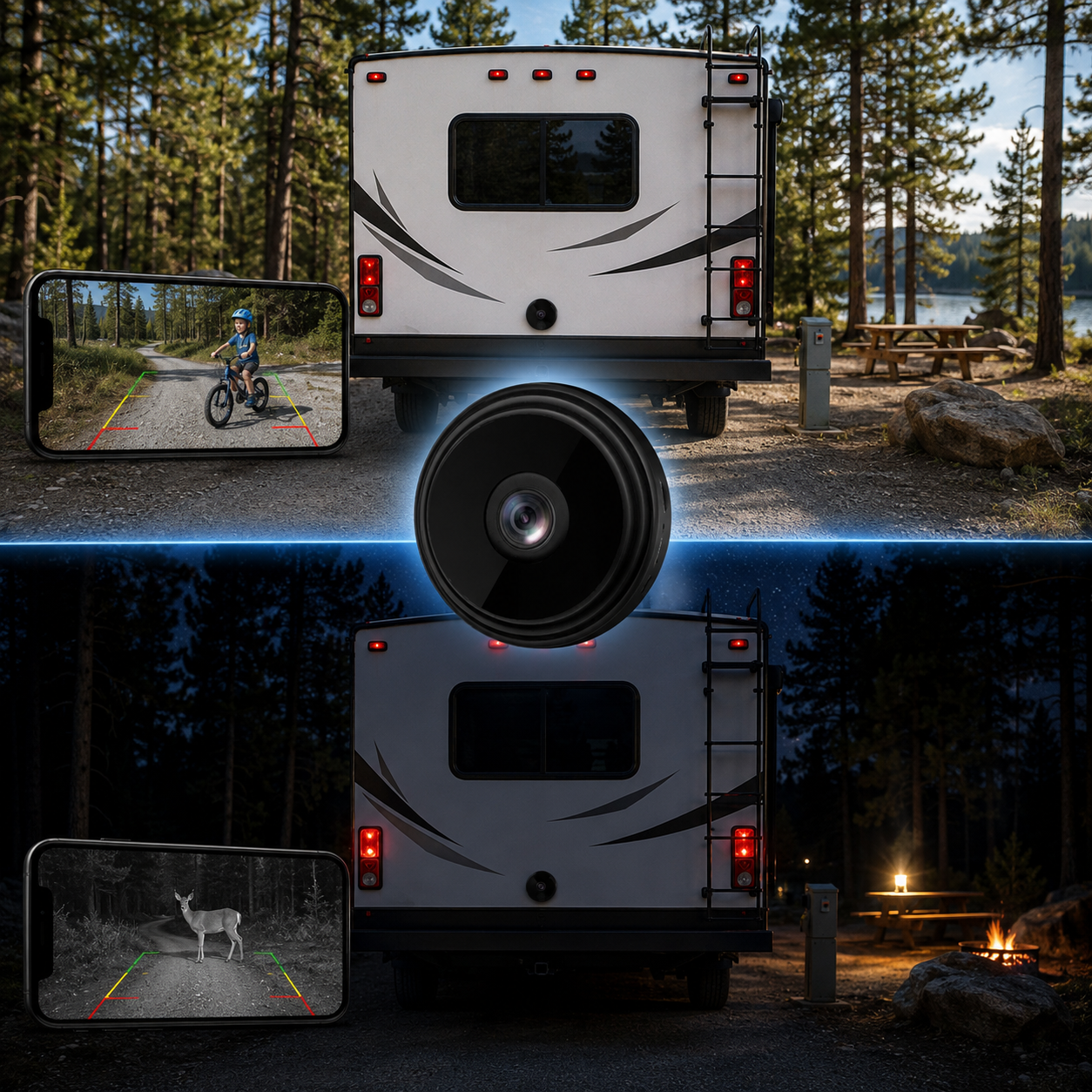Draadloze Achteruitrijcamera met Nachtzicht en Bewegingsdetectie voor Camper en Caravan