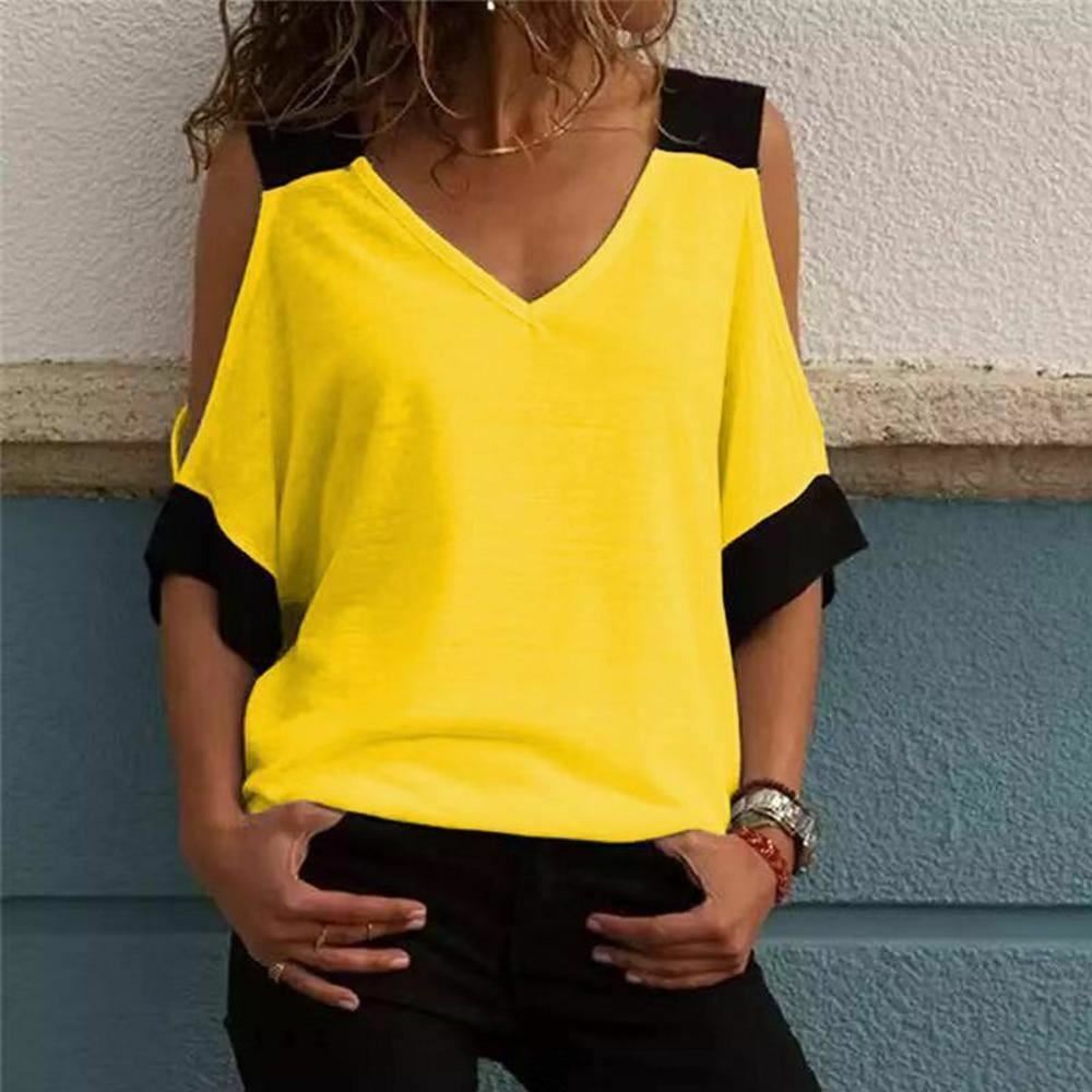 Dames Off The Shoulder Top met Patchwork