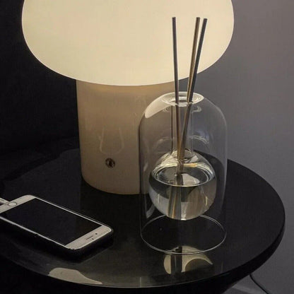 Glazen Aromageurverspreider Hol Transparant met Houten Deksel en Geurstokjes voor Etherische Oliën Woonkamer Slaapkamer Aromatherapie