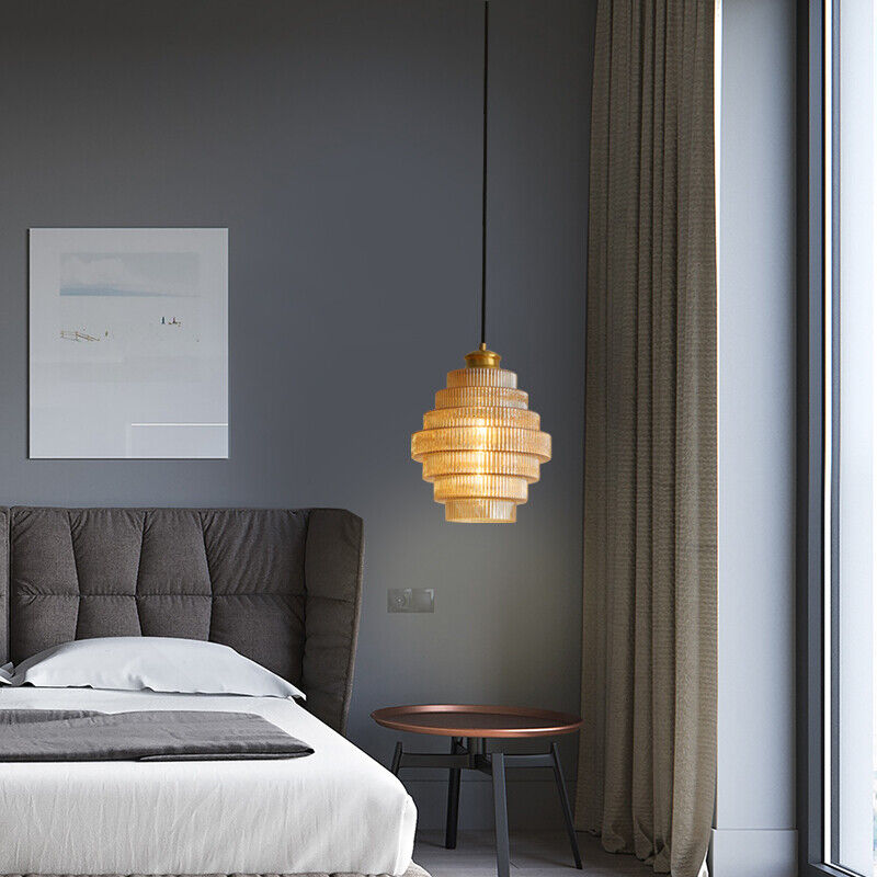 Messingkleurige Hanglamp met Flessendesign – Glazen Kap in Retro Stijl – Ø22cm – E27-Fitting