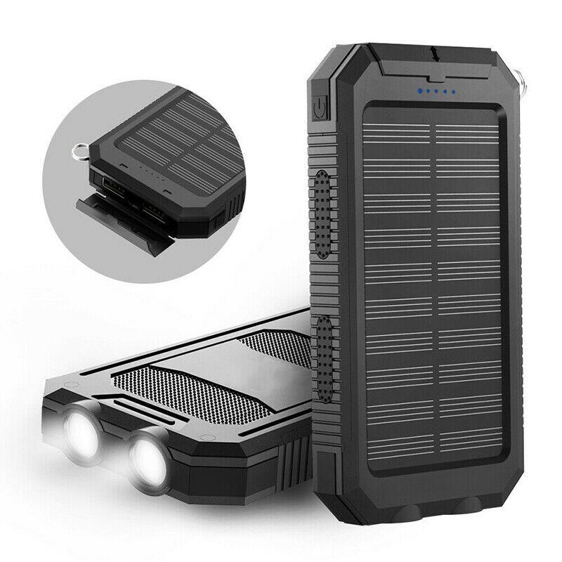 Solar Powerbank 500000mAh Waterdicht Externe Accu met Dual USB en LED Zaklamp voor Camping en Noodgevallen
