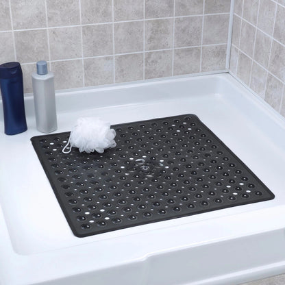 Antislip Badmat met Zuignappen – Veilig Vaste Mat voor Bad en Douche – Vierkant Design met Drainagegaten – PVC Douchevloermat – Machinewasbaarbaar