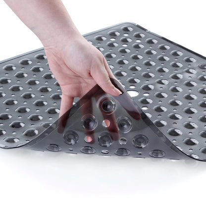Antislip Badmat met Zuignappen – Veilig Vaste Mat voor Bad en Douche – Vierkant Design met Drainagegaten – PVC Douchevloermat – Machinewasbaarbaar