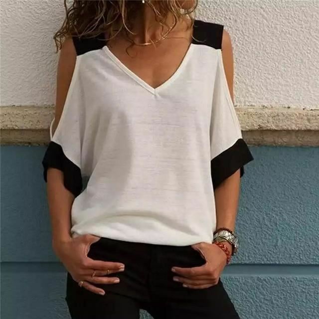 Dames Off The Shoulder Top met Patchwork - StudioMarella