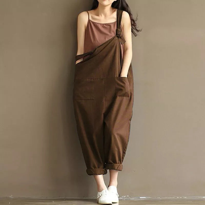 Vrouwen Jumpsuit Zomer Katoen Combiné met Zakken