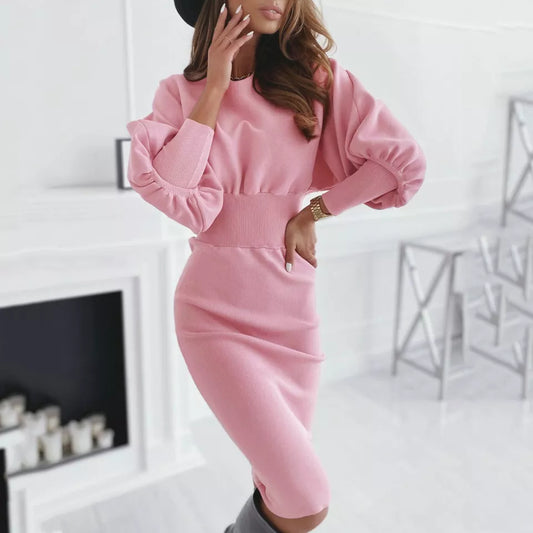 Dames Jurk Zwart Bodycon met Pofmouwen Elegante Avondjurk - StudioMarella