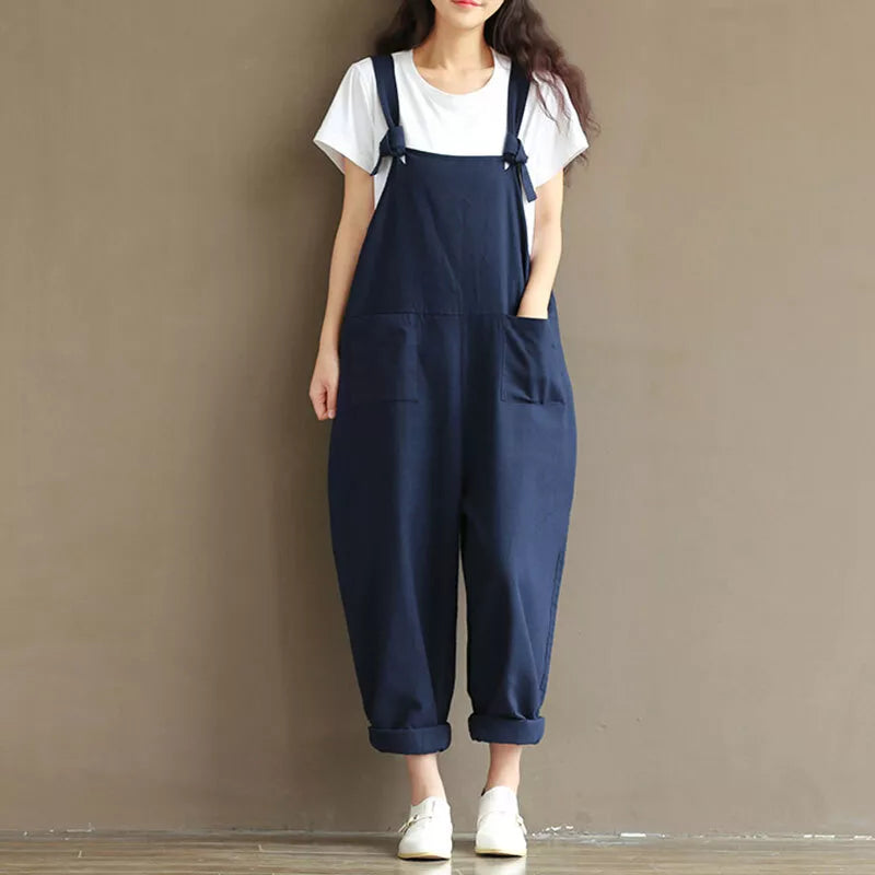Vrouwen Jumpsuit Zomer Katoen Combiné met Zakken