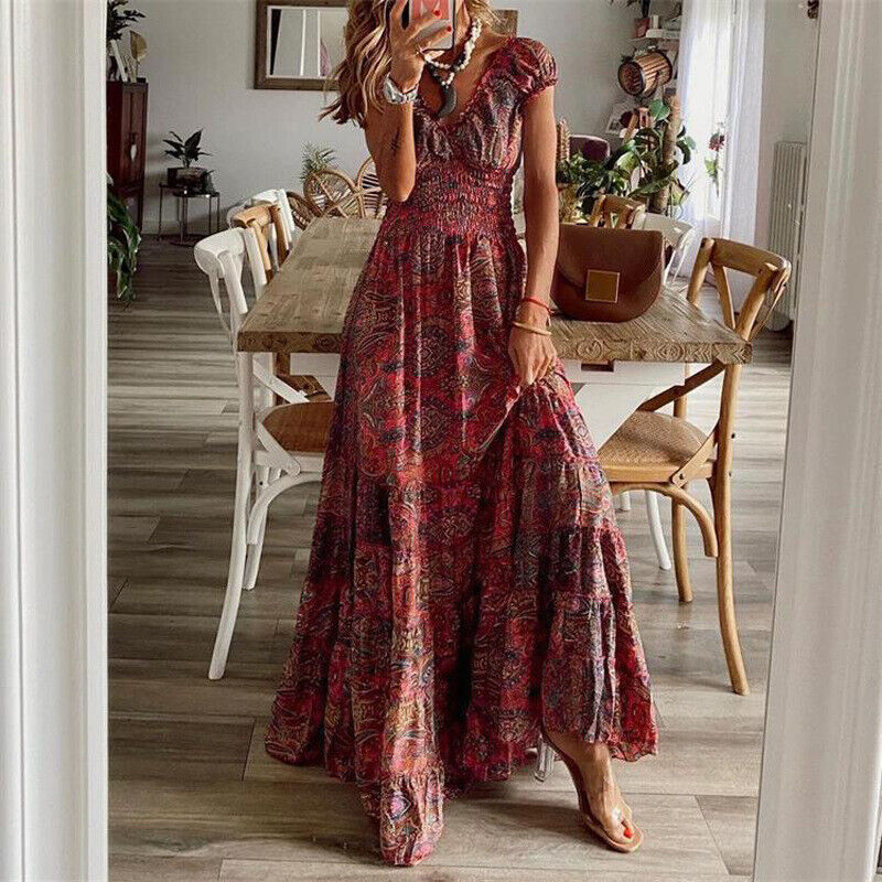 Bohemian Jurk Lange Comfortabele Zomerjurk Zacht