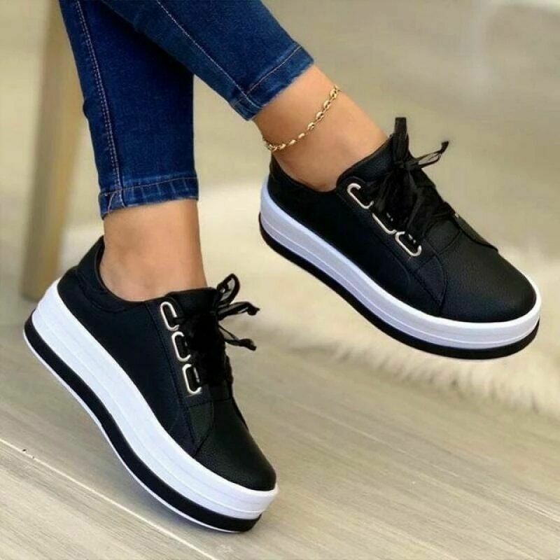 Dames Veterschoenen Comfortabele Leer Zool