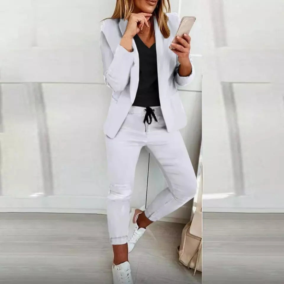Dames Blazer Broek Set Lange Mouwen ➡️  Dames Blazer Broek Set met Lange Mouwen voor Werk en Feest