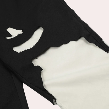 Heren Ripped Jeans Elastisch Met Contrasterende Strepen