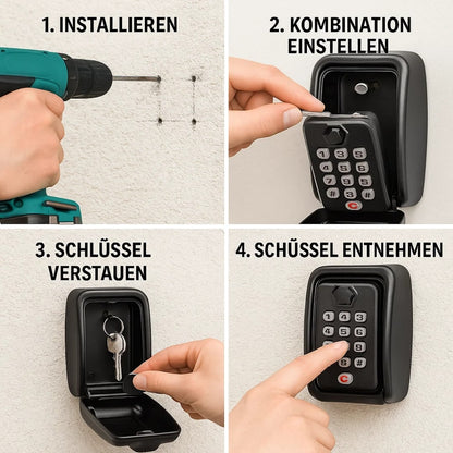 Sleutelkluis met Cijferslot Weerbestendig Wandmontage Zwart Zink Voor Buiten en Binnen