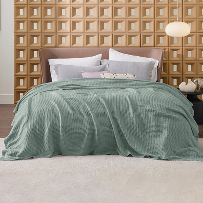 Lichtgewicht Katoenen Wafelplaid Tweepersoonsbed Zacht Ademend Deken Scandinavisch Design 90x90 cm Woonkamer