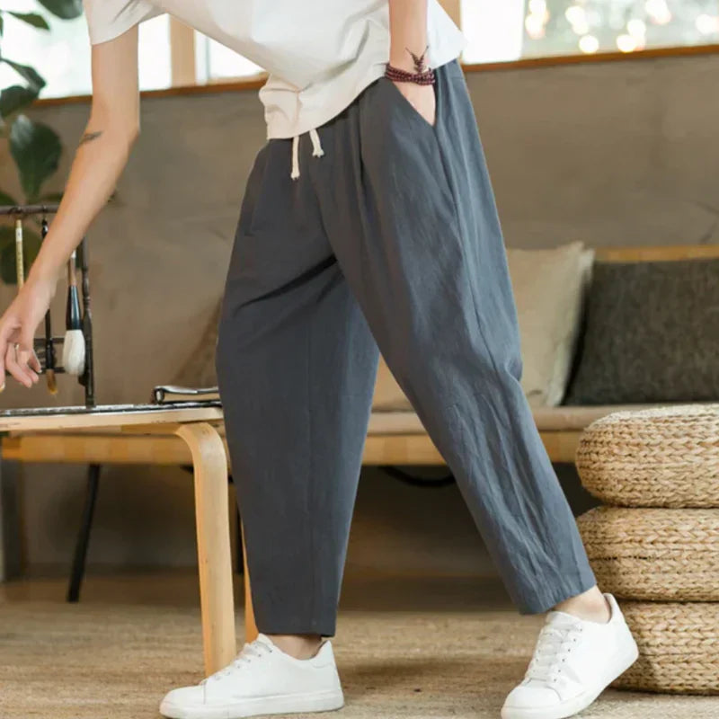 Såke | Katoenen pantalon in de kleur Donkergrijs voor heren in Formal stijl geschikt voor alle seizoenen.