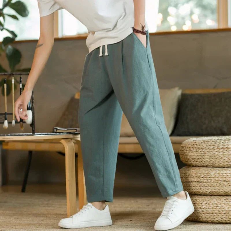 Såke | Katoenen pantalon in de kleur Groen voor heren in Formal stijl geschikt voor alle seizoenen.