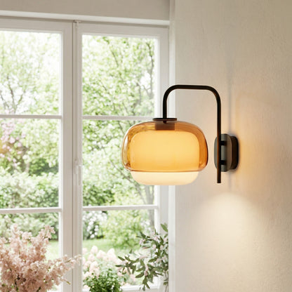 Gekleurde Glazen Wandlamp met Ronde Kap – Groen, Roze, Oranje – Moderne LED Verlichting