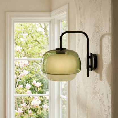 Gekleurde Glazen Wandlamp met Ronde Kap – Groen, Roze, Oranje – Moderne LED Verlichting