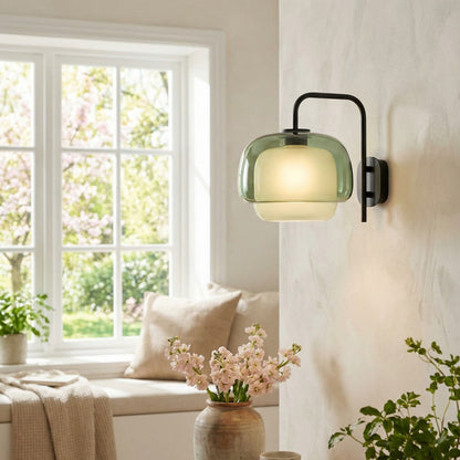 Gekleurde Glazen Wandlamp met Ronde Kap – Groen, Roze, Oranje – Moderne LED Verlichting