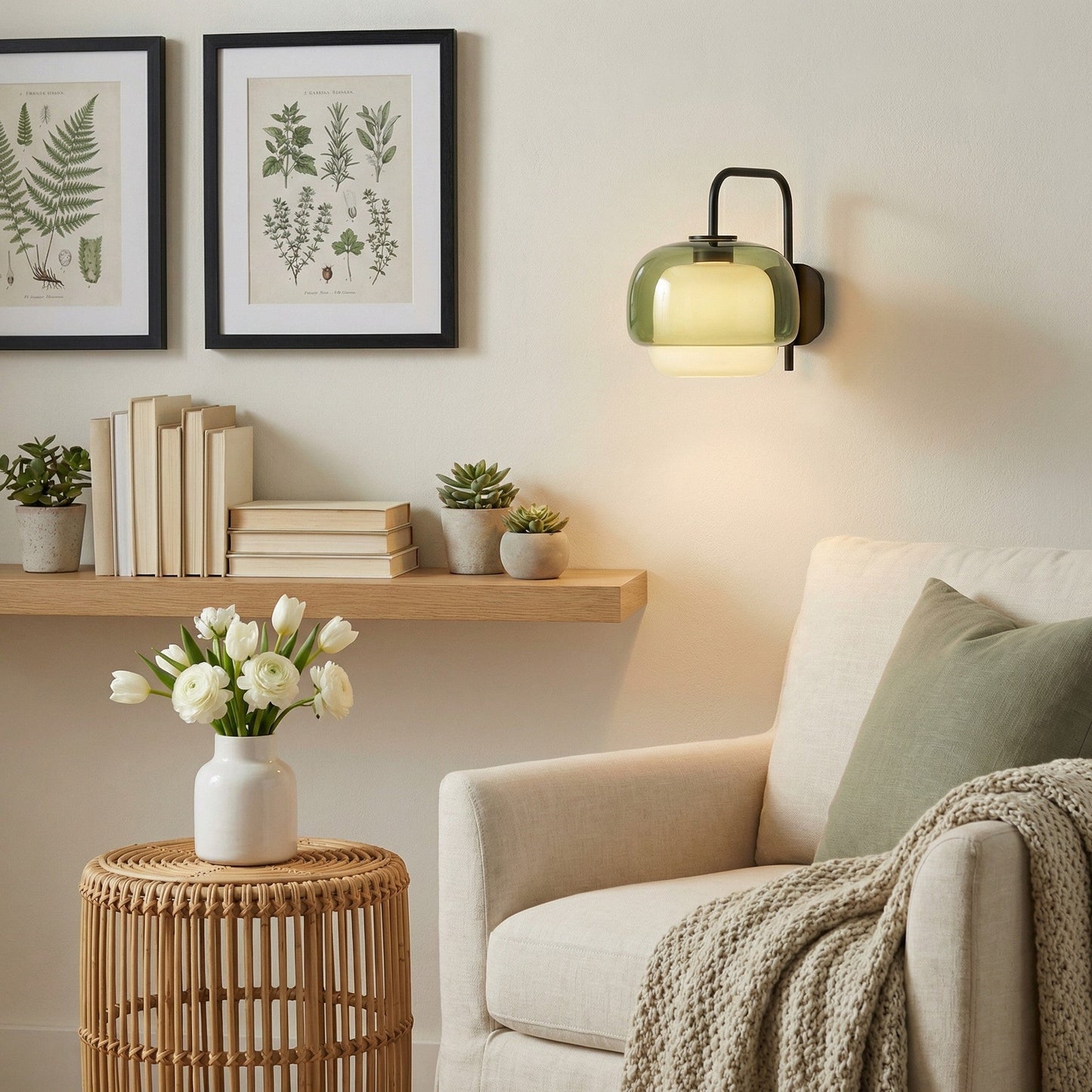 Gekleurde Glazen Wandlamp met Ronde Kap – Groen, Roze, Oranje – Moderne LED Verlichting