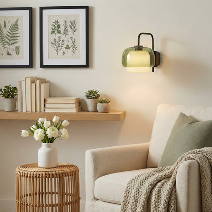 Gekleurde Glazen Wandlamp met Ronde Kap – Groen, Roze, Oranje – Moderne LED Verlichting
