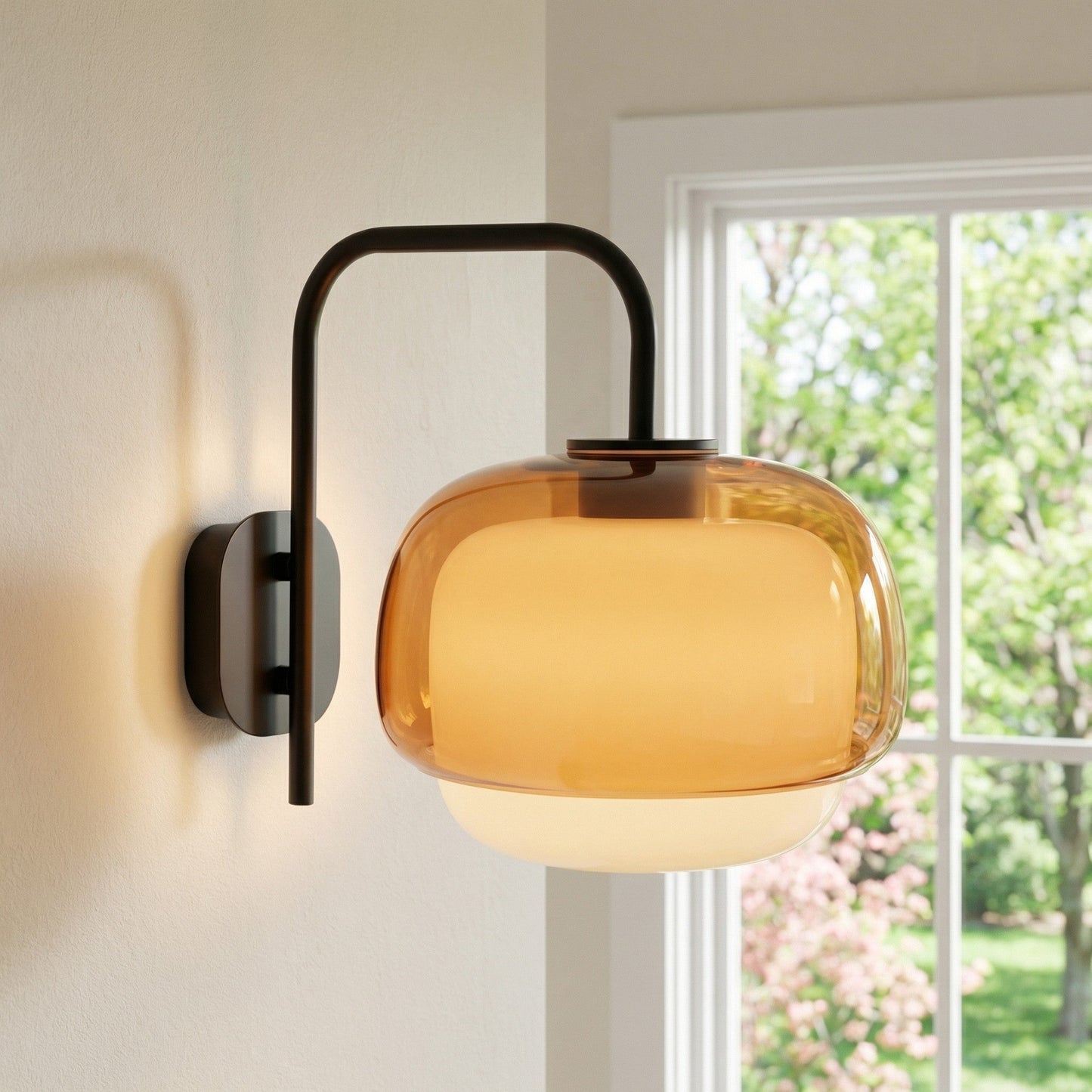 Gekleurde Glazen Wandlamp met Ronde Kap – Groen, Roze, Oranje – Moderne LED Verlichting