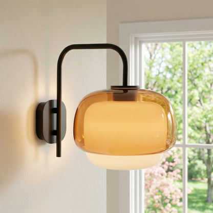 Gekleurde Glazen Wandlamp met Ronde Kap – Groen, Roze, Oranje – Moderne LED Verlichting