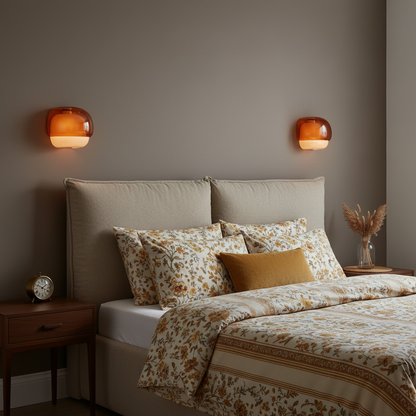 Moderne Glazen Wandlamp met Dubbele Paddenstoelkap – Kleurrijk Accent voor Slaapkamer en Gang