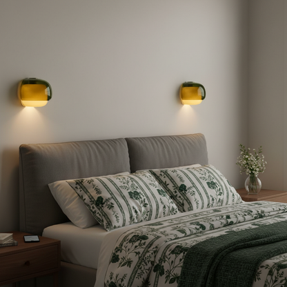 Moderne Glazen Wandlamp met Dubbele Paddenstoelkap – Kleurrijk Accent voor Slaapkamer en Gang