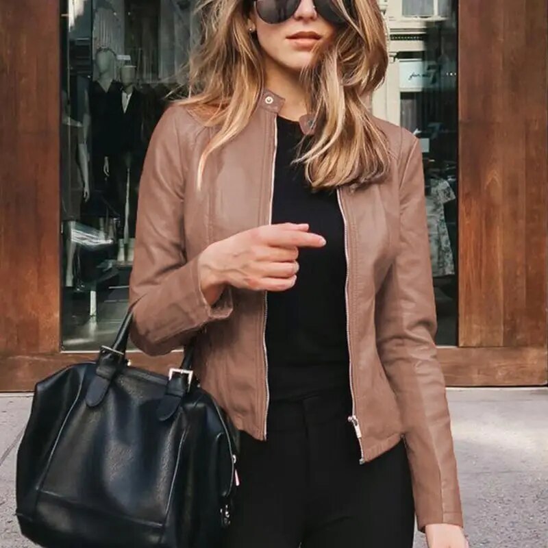 Lange Damesjas van Leer Klassieke Stijl Elegant - StudioMarella