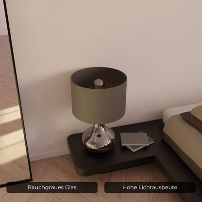 Tafellamp Up Downlight Rookglas Anthrazit E27 Modern Design 52cm