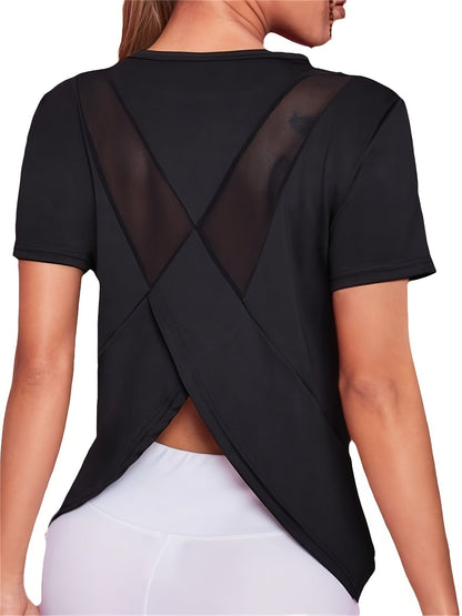 Dames Sportshirt Sneldrogend Korte Mouwen Mesh - StudioMarella