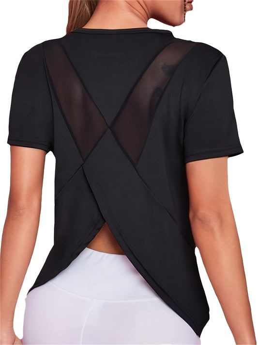 Dames Sportshirt Sneldrogend Korte Mouwen Mesh - StudioMarella