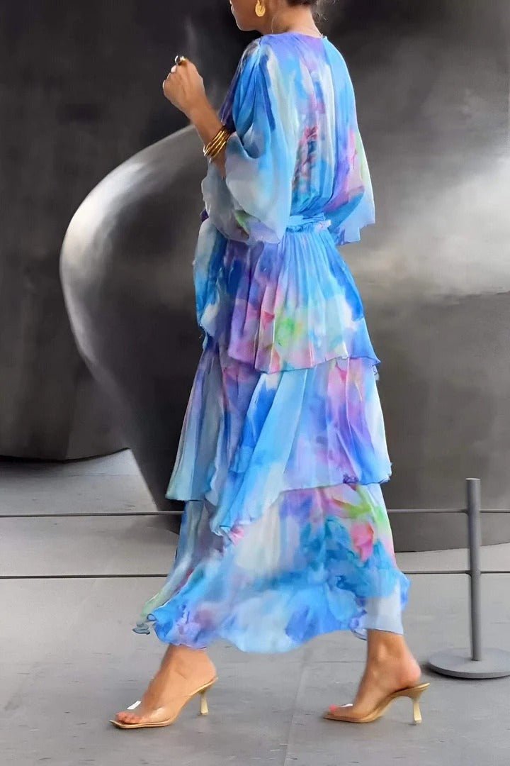Zomerjurk Chiffon Multicolor Lange Mouw