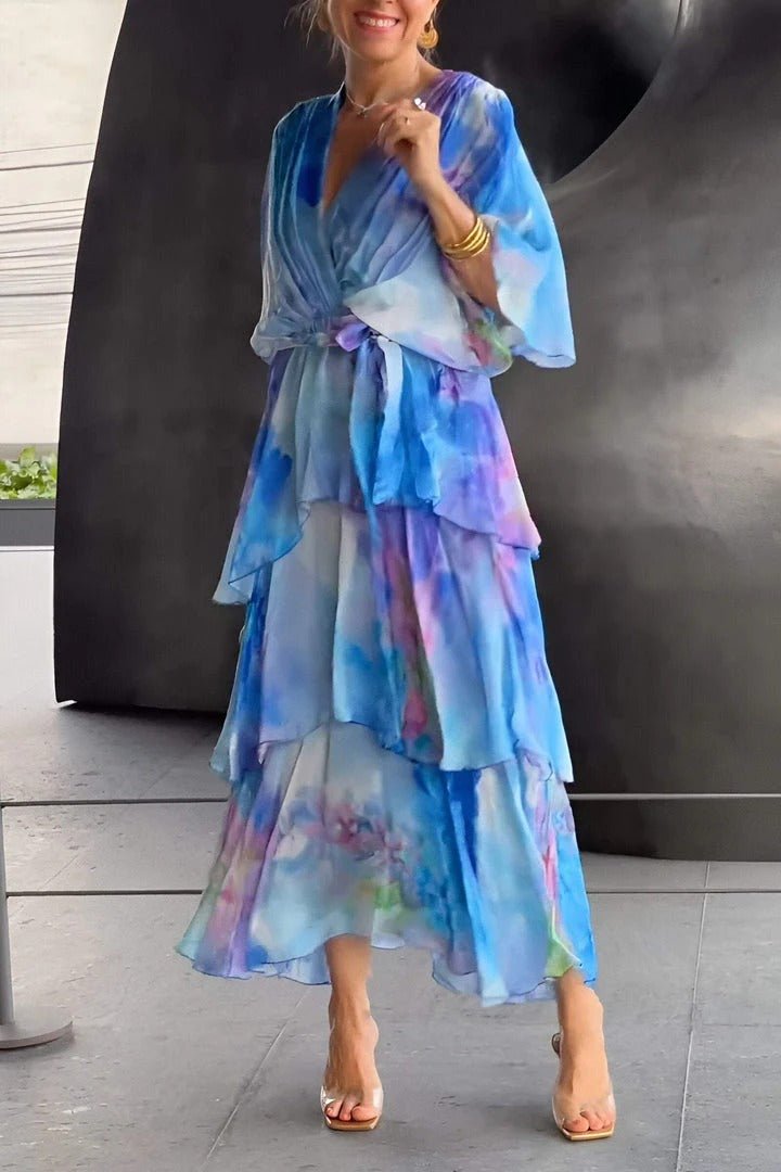 Zomerjurk Chiffon Multicolor Lange Mouw