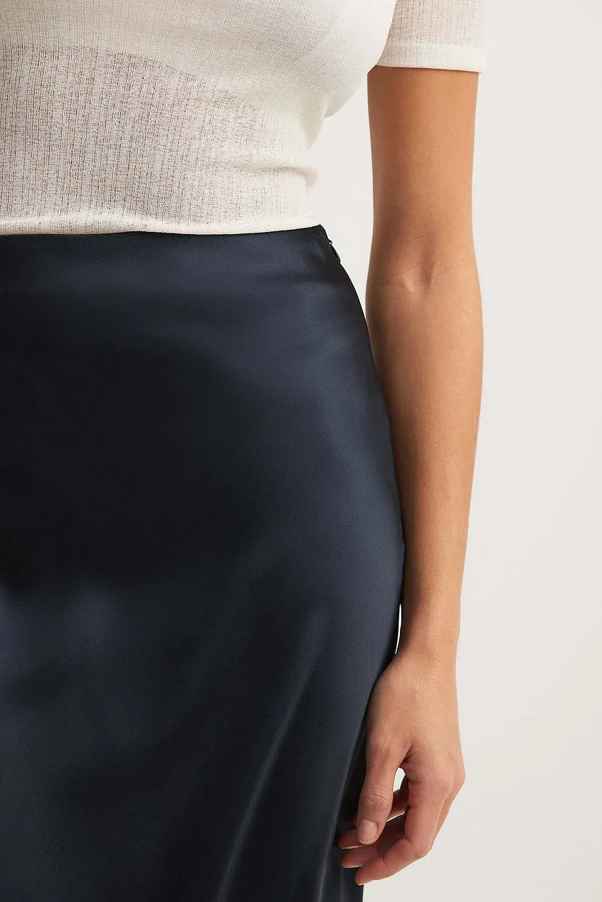 Midi Rok Satijn Hoge Taille Elegante Damesrok Glanzend