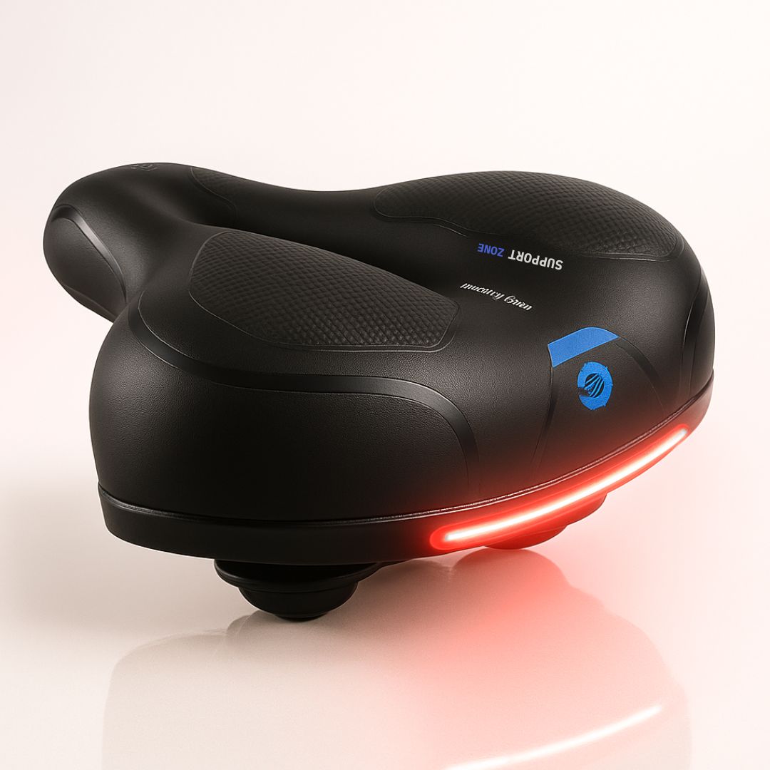 Comfortabel Fietszadel met Reflector – Ergonomisch Geveerd Waterdicht Design voor Dames en Heren Fietsen